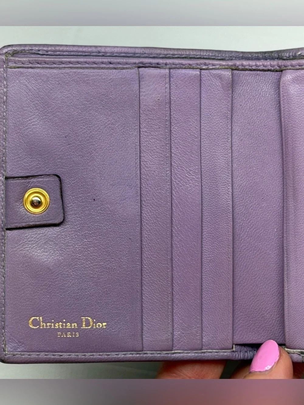 Christian Dior lilac compact wallet